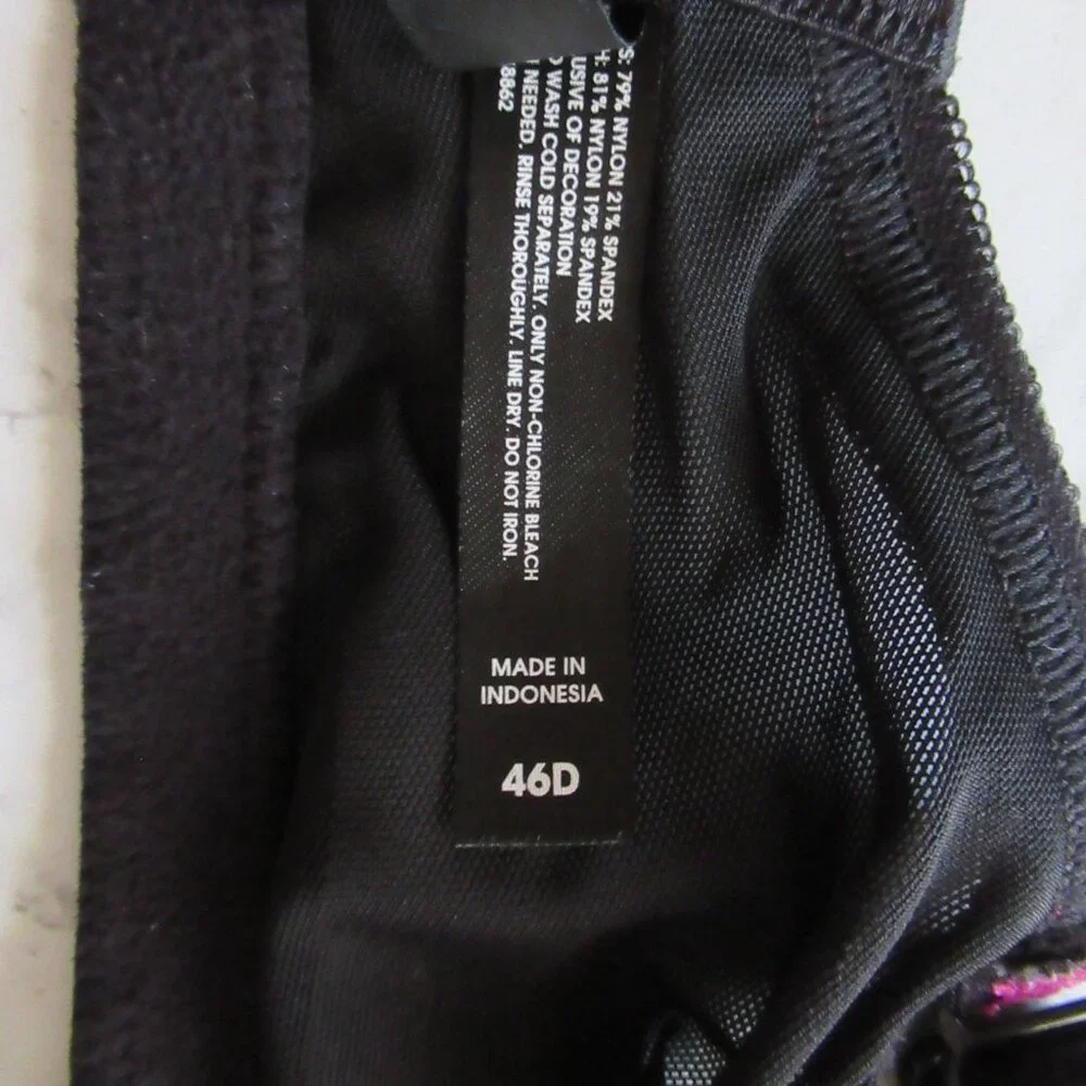 Torrid Curve Bra 46D Perfect T‎ Shirt Lightly Lined Black Floral Underwire Plus